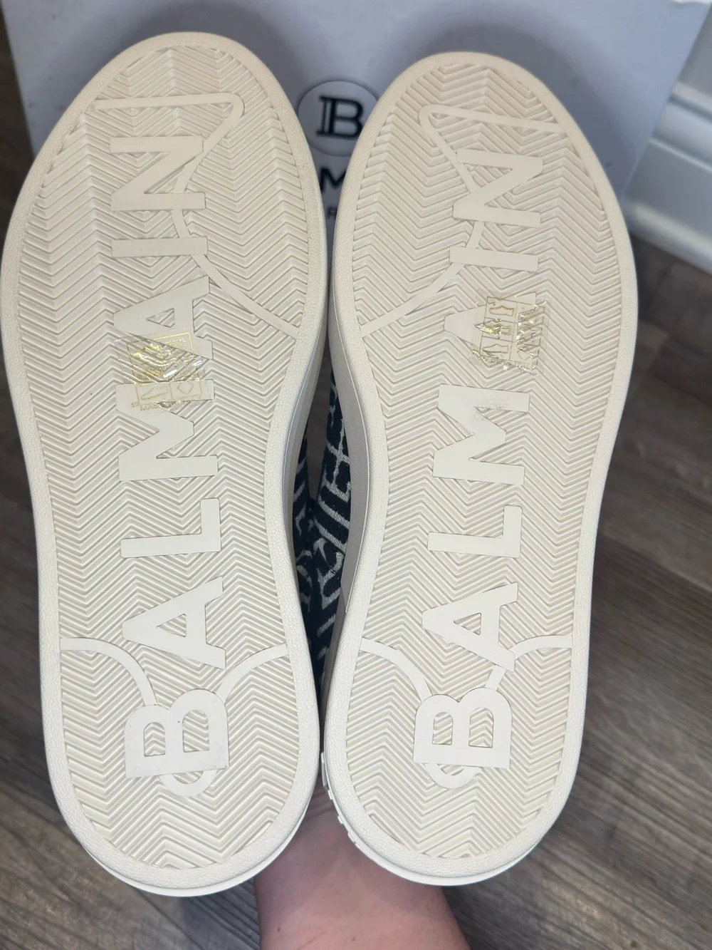 Balmain Monogram B-Court Jacquard Logo Black White Sneakers